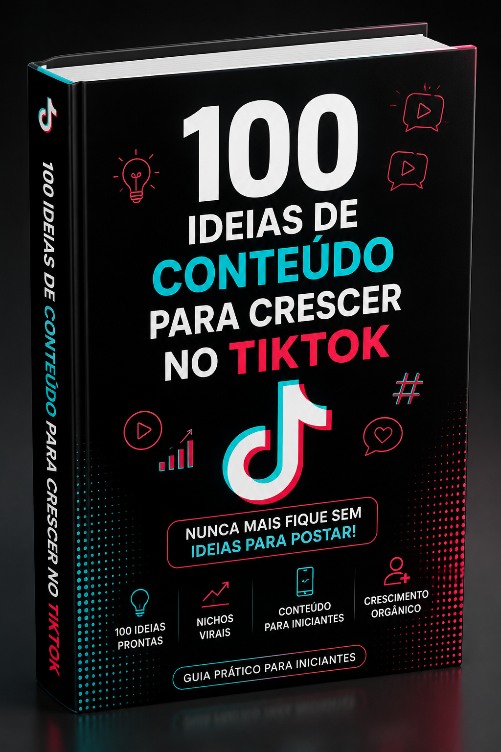 Capa do bônus 100 Ideias de Conteúdo para Crescer no TikTok